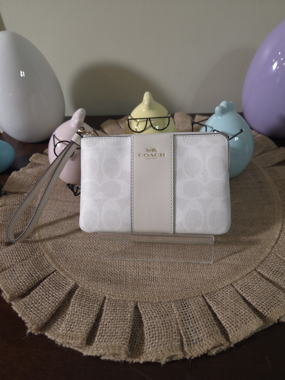 NWT Coach Signature Logo Corner Zip Wristlet